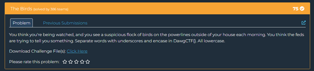 The Birds Challenge Description