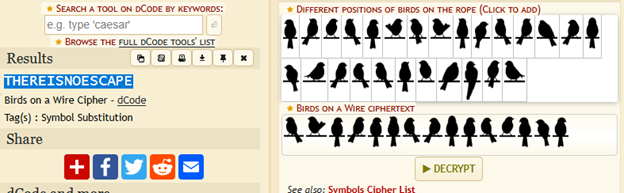 Birds Cipher Decoding Result