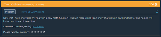 Cantor's Pairadox Challenge Description