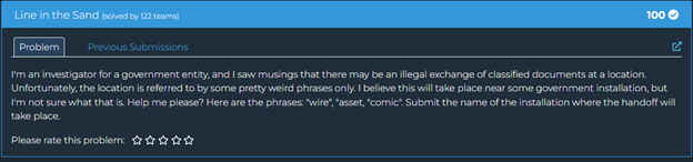 Line in the Sand Challenge Description