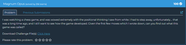 Magnus Opus Challenge Description