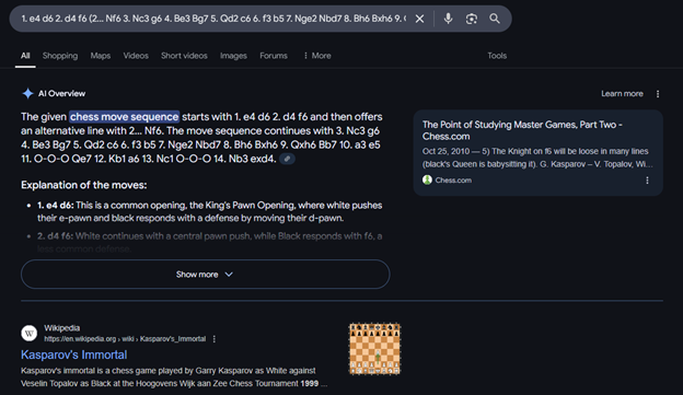 Chess Database Search Results