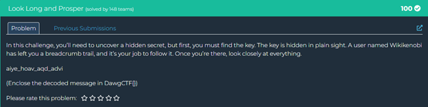 Look Long and Prosper Challenge Description