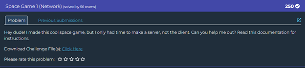 Space Game Challenge Description