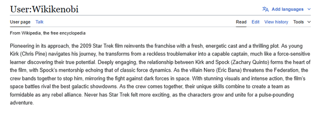 Wikikenobi's Wikipedia Profile